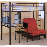 Black Bunk Bed with Desk and Futon